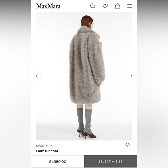 NewSeason NWT Sportmax by Max Mara Faux Fur Coat Gray Size: Small Fall/Winter - Picture 8 of 11